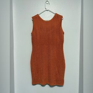 GUESS Rust Crochet Mini Dress - Boho Chic Summer Knit Festival Dress XXL